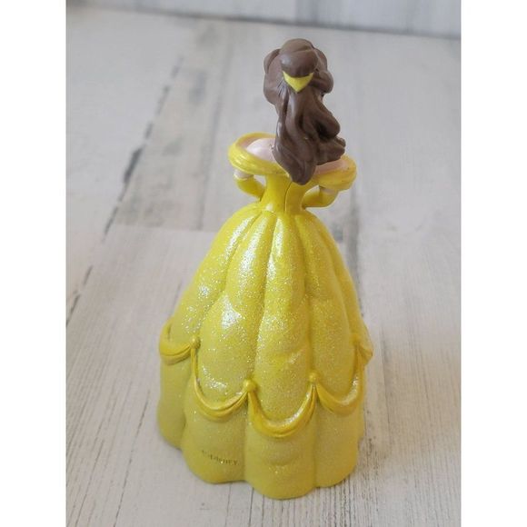 Princess Belle Beauty Beast yellow glitter formal dress Disney toy figure - Picture 3 of 5
